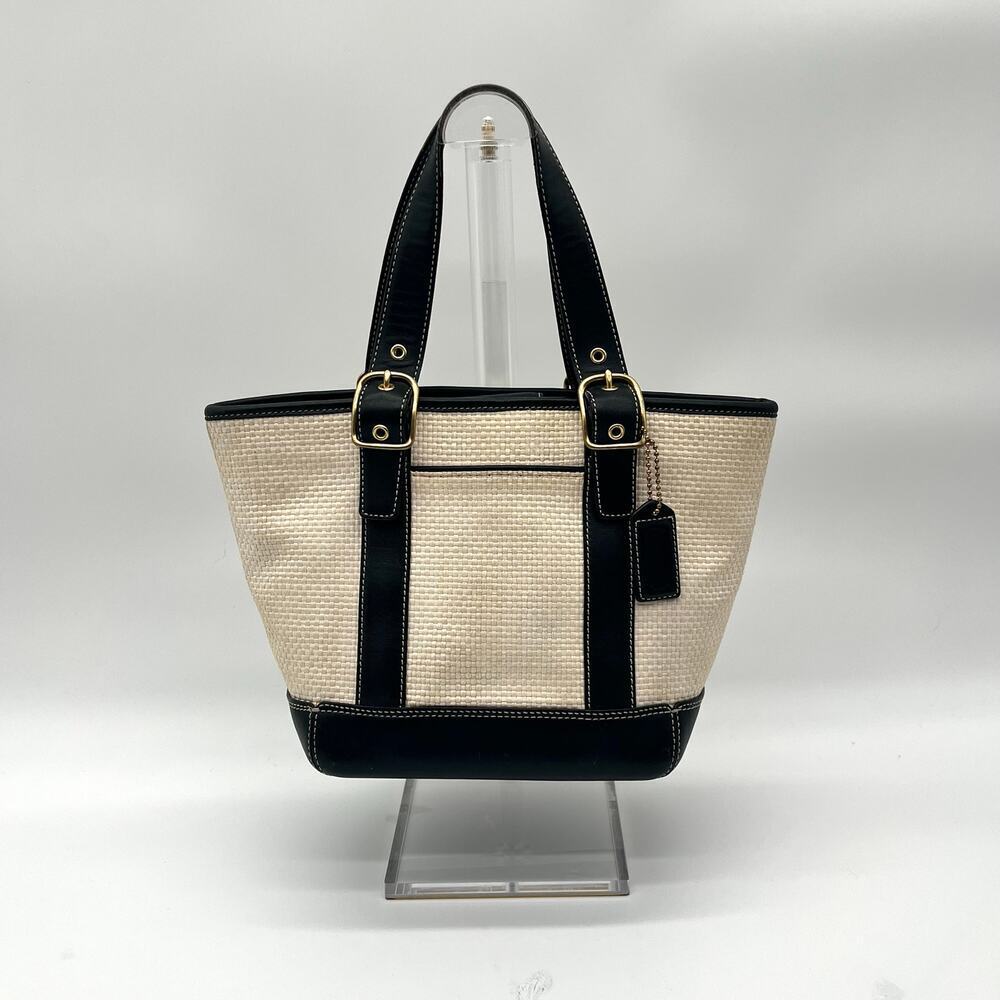 COACH Vintage Y2K Madison Basket Weave and Leather Mini Tote Bag